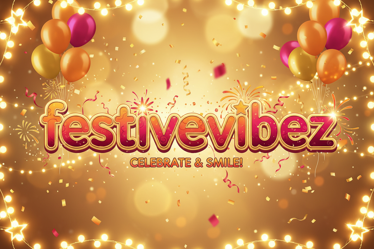 Create a joyful, warm, celebrating mood for festivevibez store. The lettering of festivevibez must be attractive and the color psychology must make the customers to come to store againa and again for purchse